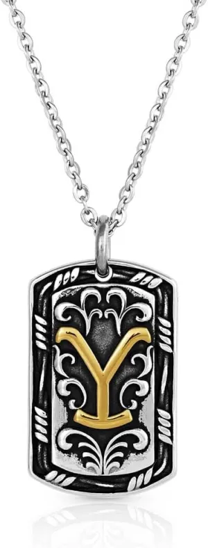 Montana Silversmiths Men's Silversmith's Yellowstone Strong Dog Tag Necklace Silver One Size