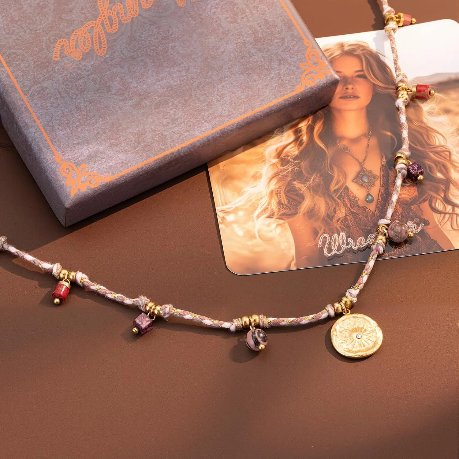 Montana West Wrangler Western Rope Chain Necklace for Women 14K Retro Chain Necklace Fashion Stetament Jewelry