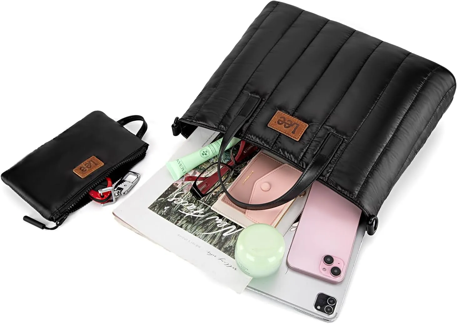 Montana West x Lee Puffer Tote Bag Lightweight Crossbody Bags for Women with Clutch