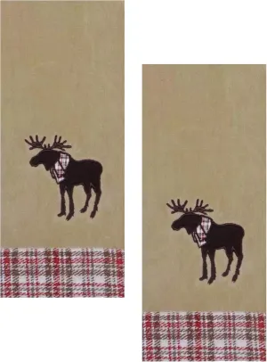 Moose Bath Hand Towels, Set of 2