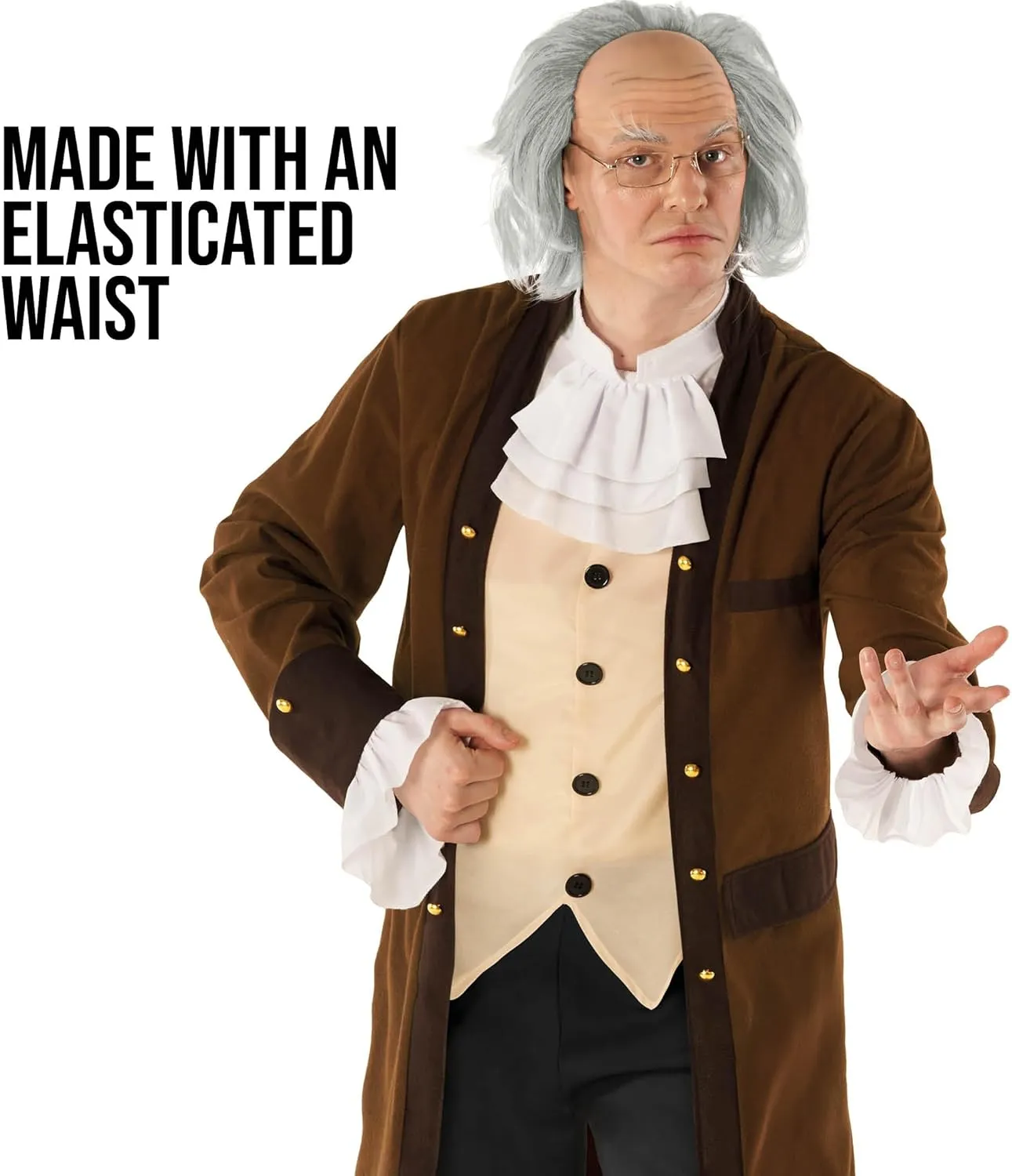 Morph Benjamin Franklin Costume With Wig Founding Fathers Costume Adult Colonial Outfit Men Ben Franklin Outfit Men