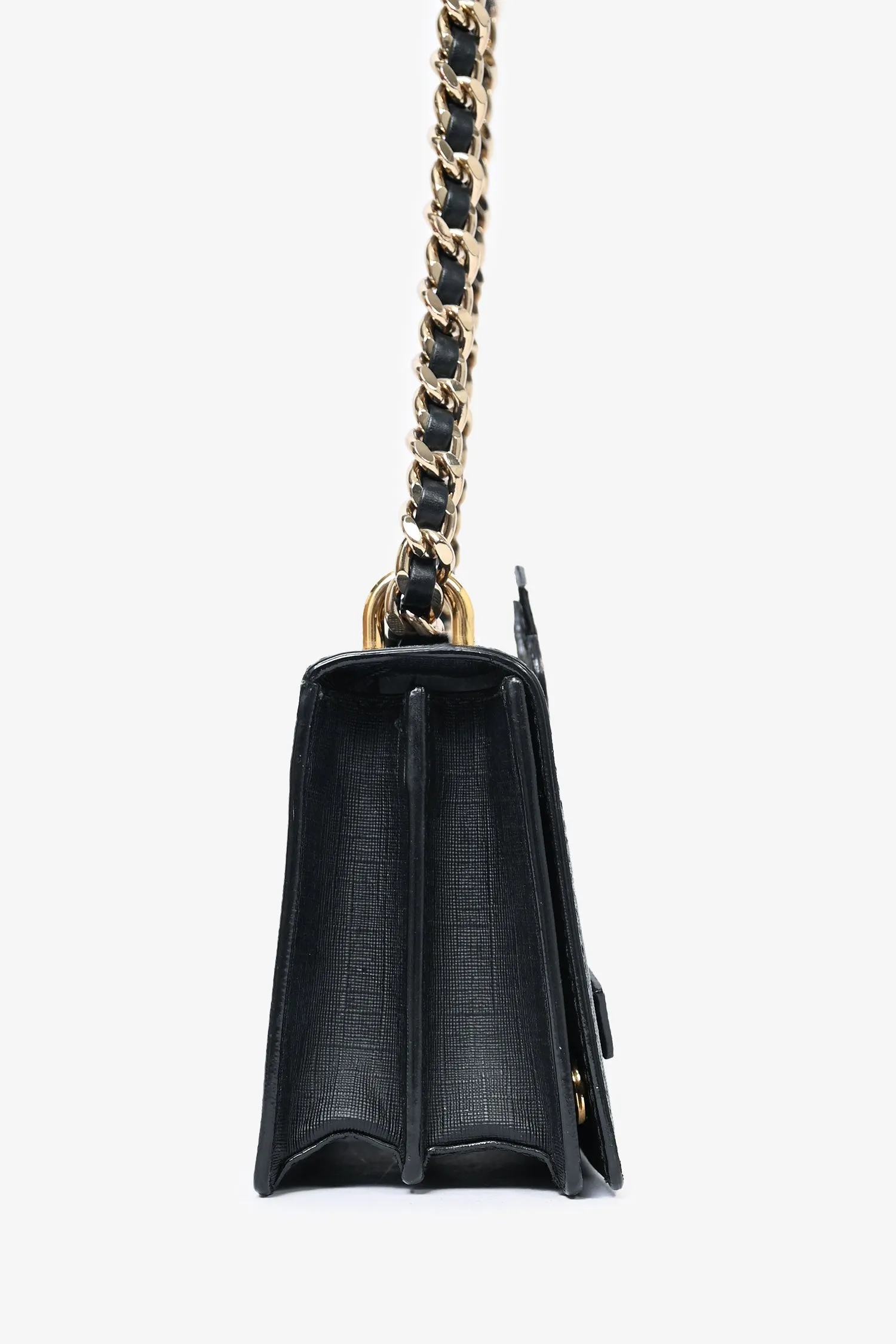 Moschino Black Leather Bear Crossbody Bag