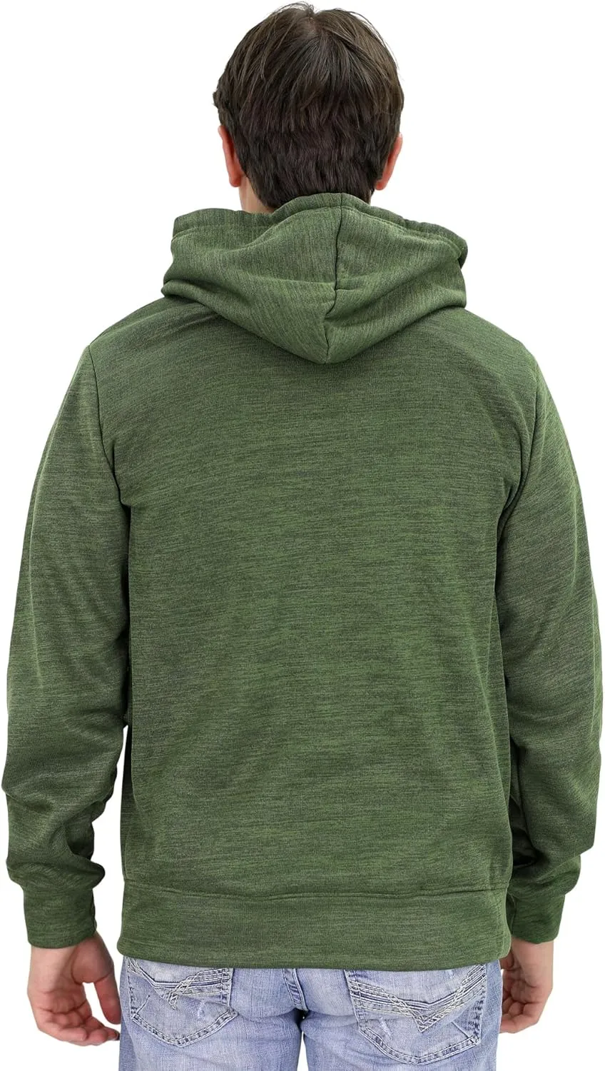 Mossy Oak Men's Marled Full Zip Fleece Lined Hoodie Sweatshirt with Embroidered Chest Logo