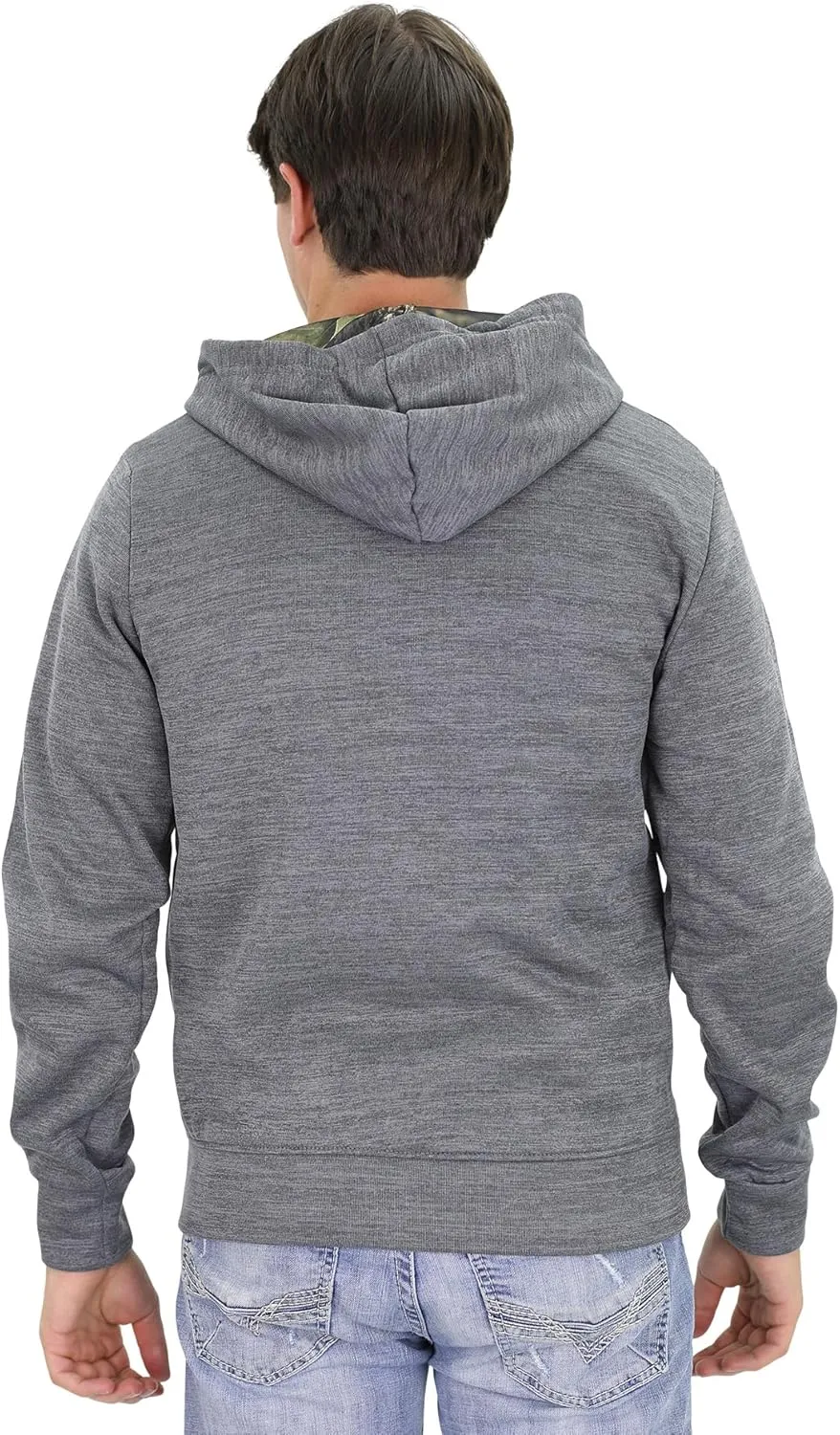 Mossy Oak Men's Marled Full Zip Fleece Lined Hoodie Sweatshirt with Embroidered Chest Logo