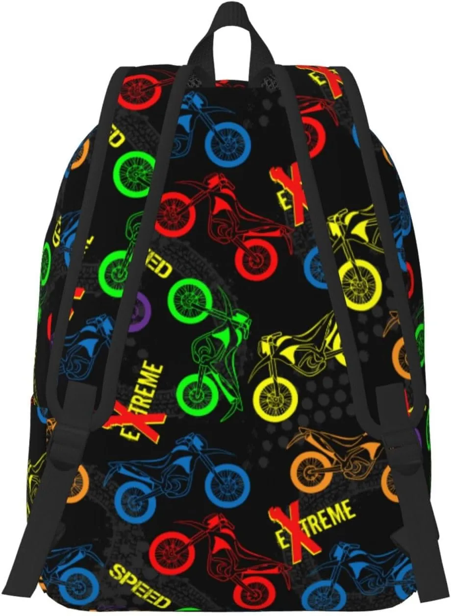 Motorcycles grunge guys modern urban extreme race Canvas Backpacks Laptop Backpack Multipurpose Double Shoulder Bag for Men Women Gifts Medium