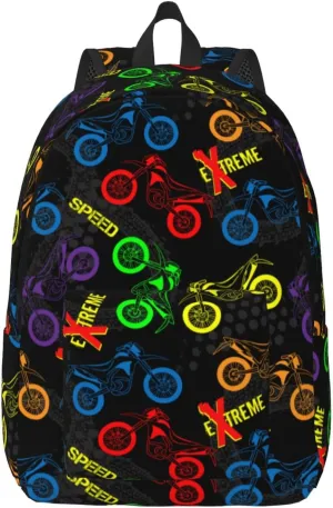 Motorcycles grunge guys modern urban extreme race Canvas Backpacks Laptop Backpack Multipurpose Double Shoulder Bag for Men Women Gifts Medium