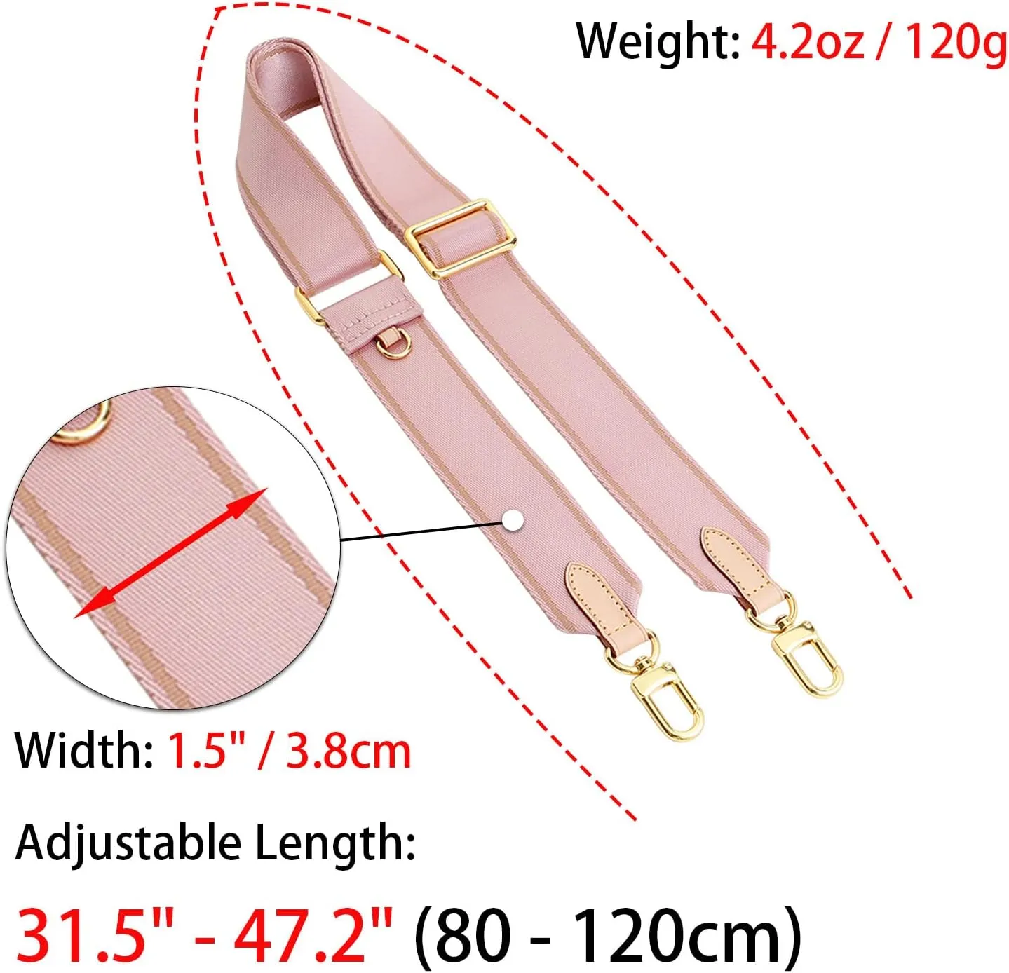 Multi Pouchette Accessories Adjustable Strap, Crossbody Shoulder Purse Strap Replacement, Wide Luxury Bag Strap