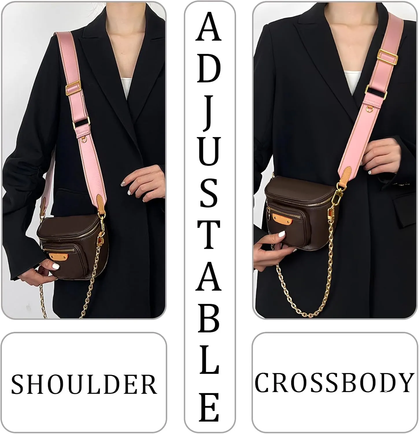 Multi Pouchette Accessories Strap Replacement, 48 Inches Adjustable Wide Crossbody Purse Strap for Women Shoulder Bag