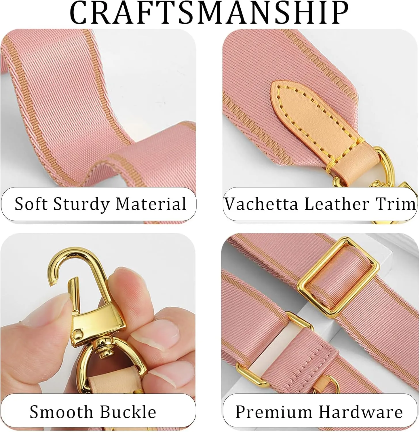 Multi Pouchette Accessories Strap Replacement, 48 Inches Adjustable Wide Crossbody Purse Strap for Women Shoulder Bag
