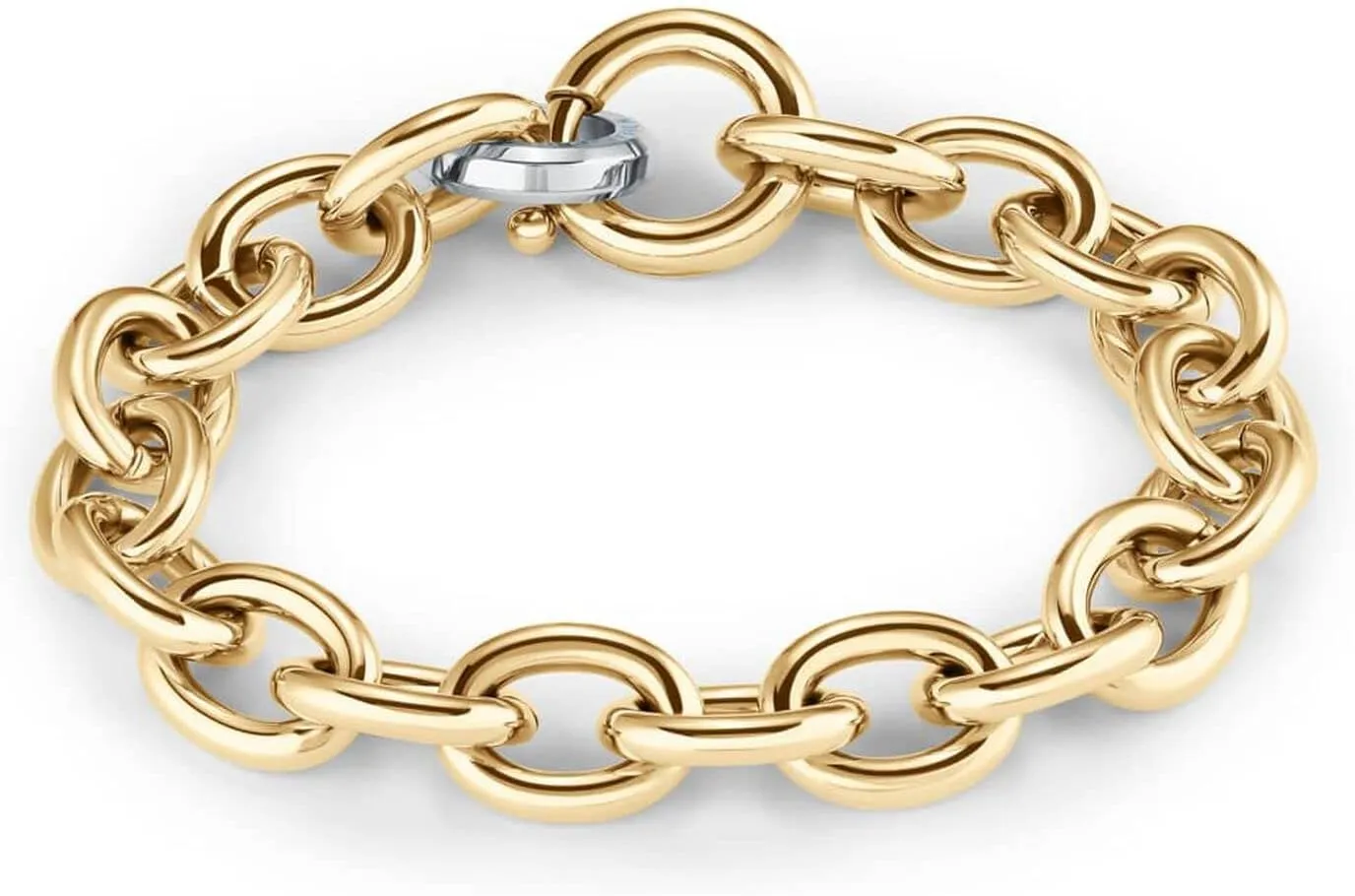 MVMT Women's Gold/Stainless Steel Rounded Lifesaver Chain Bracelet
