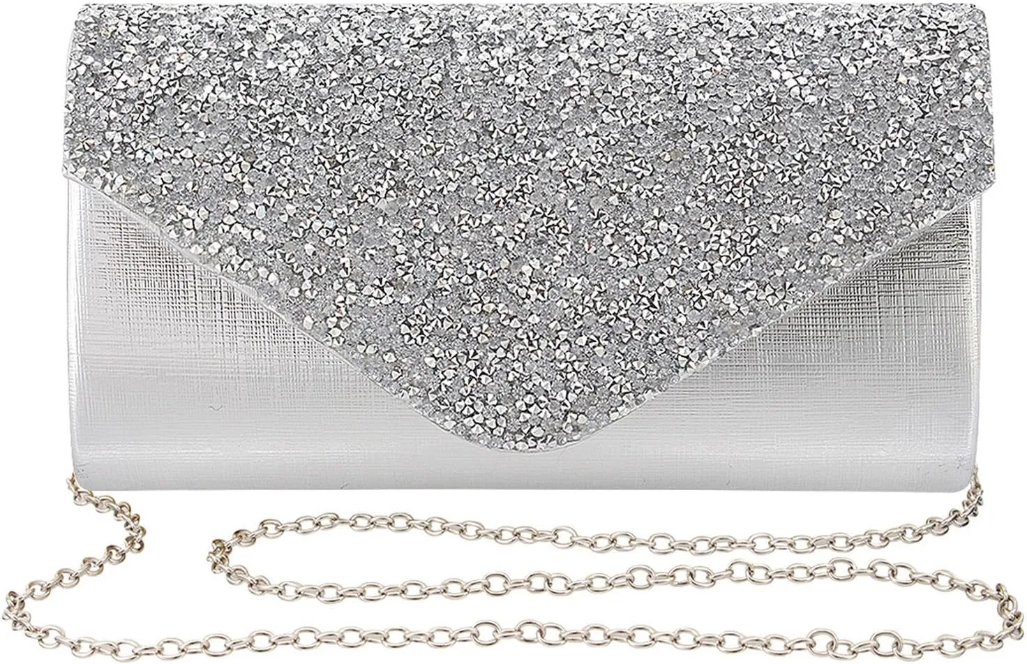 Naimo Flap Dazzling Rhinestone Clutch Bag Evening Bag Purse With Detachable Chain For Wedding and Party