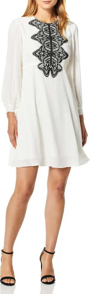 Nanette Nanette Lepore Women's Ls Chiffon Dress W/Applique