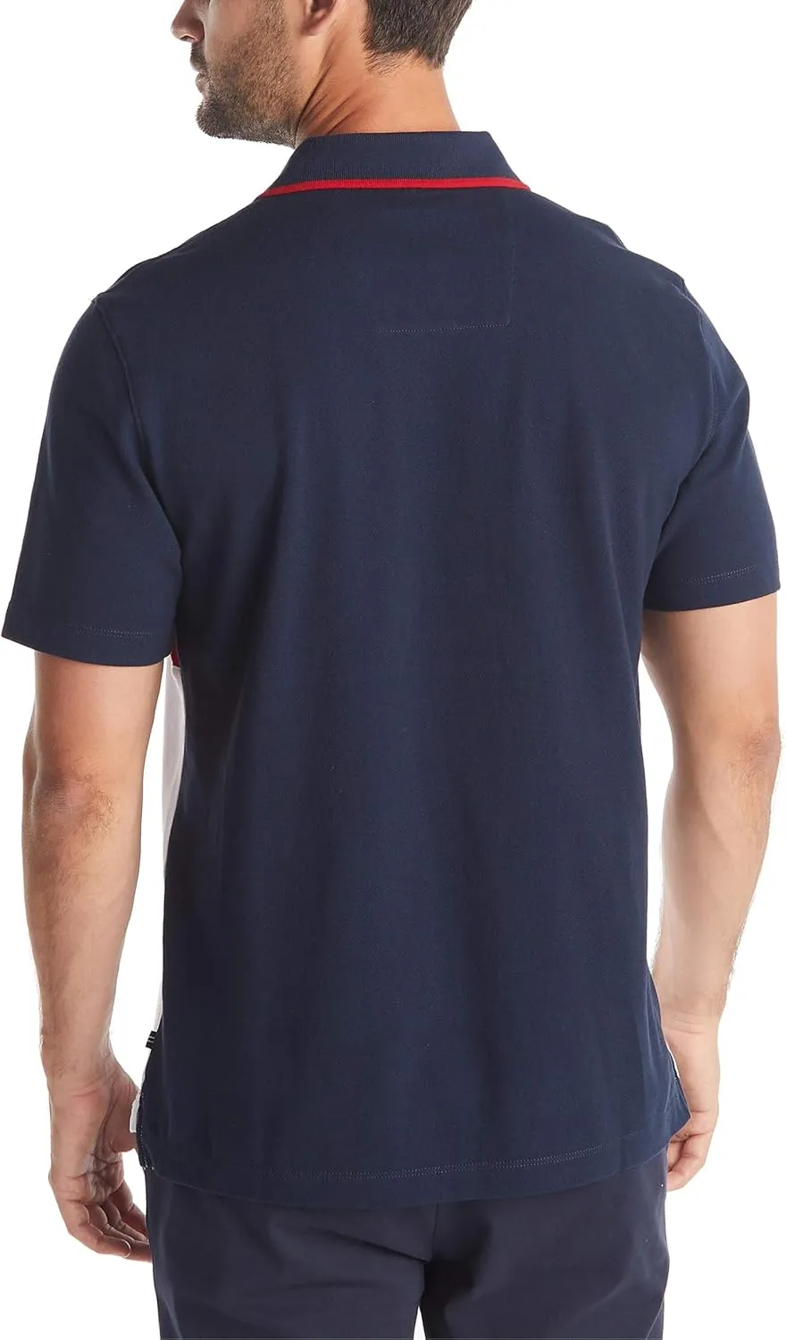 Nautica Men's Short Sleeve 100% Cotton Pique Color Block Polo Shirt