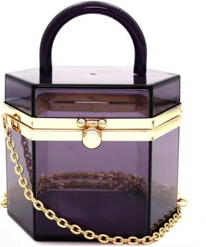 Neon Transparent Clear Acrylic Plastic Hard Frame Party Clutch Purse Chain Strap