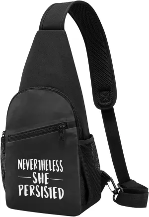 Nevertheless, She Persist Unisex Chest Bag Lightweight Crossbody Shoulder Bag Travel Pocket Black