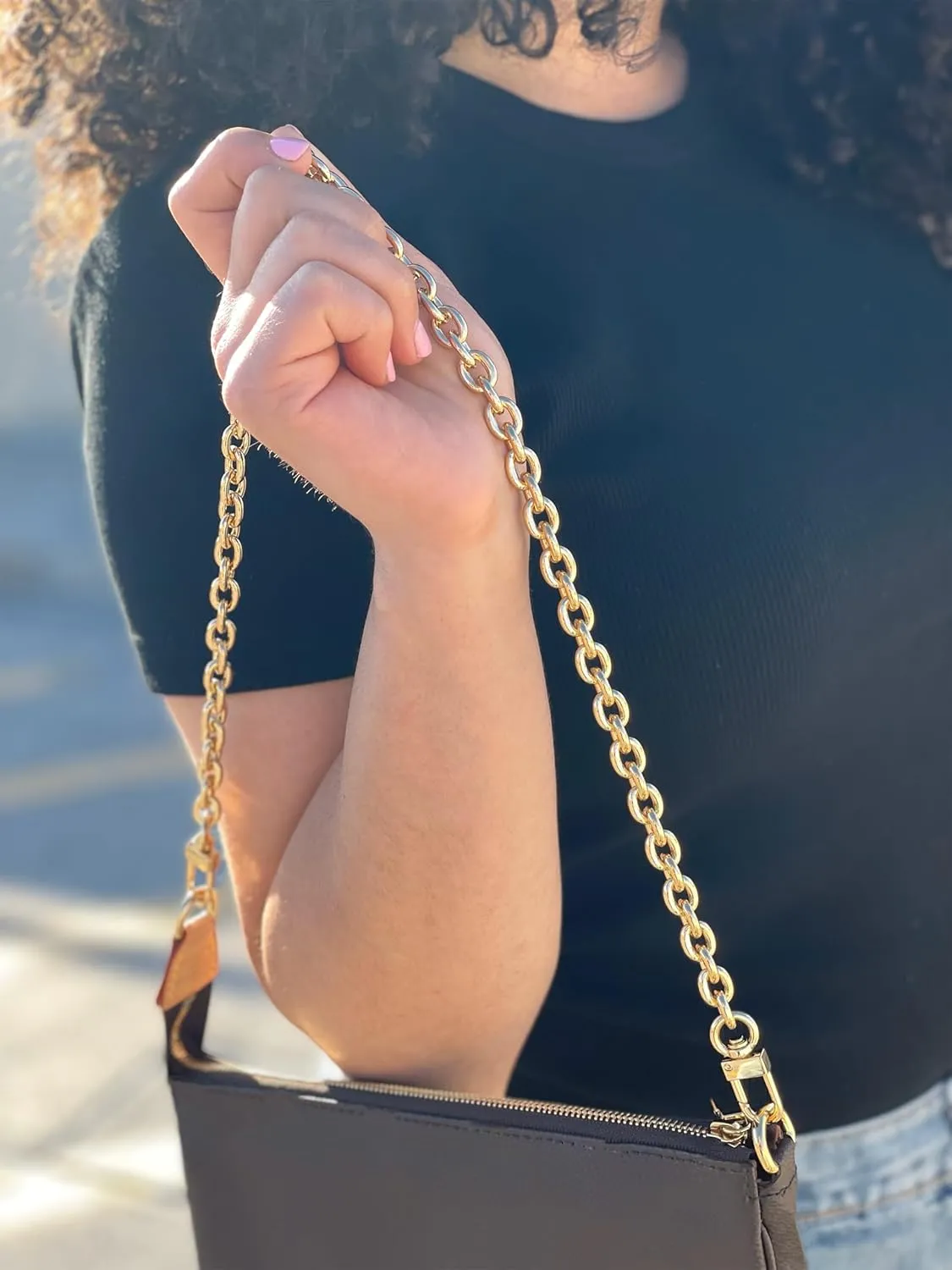 NEXT FASHION Purse Chain Strap Replacement [9mm Round] Shoulder Crossbody Chain For Womens Handbag Gold (16" / 40cm)
