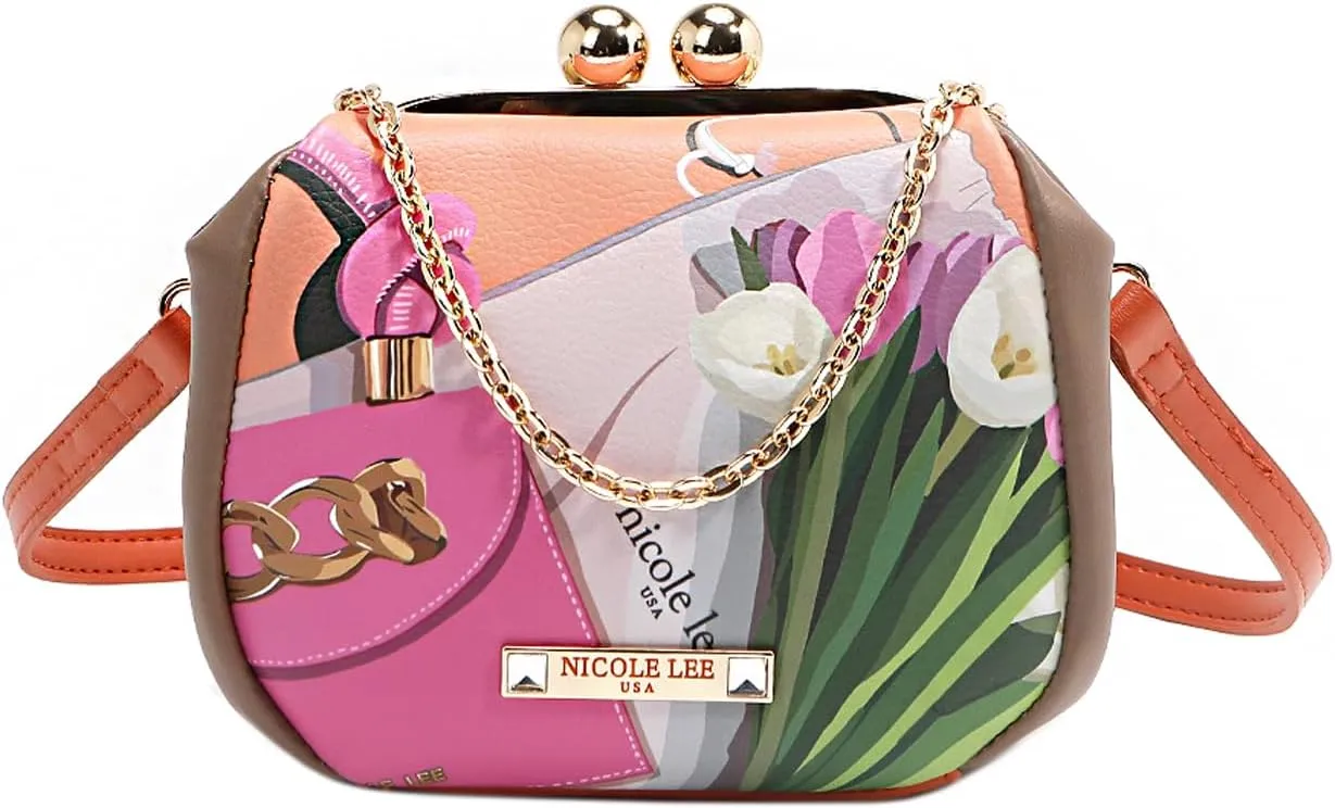 Nicole Lee Kiss Lock Crossbody Mini Bag, Vegan Leather