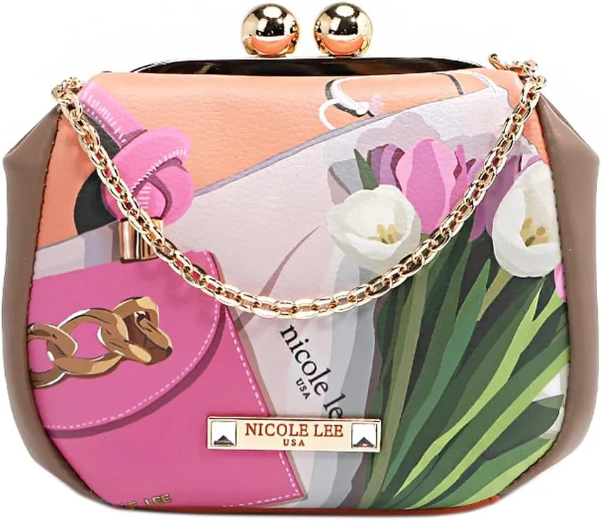 Nicole Lee Kiss Lock Crossbody Mini Bag, Vegan Leather