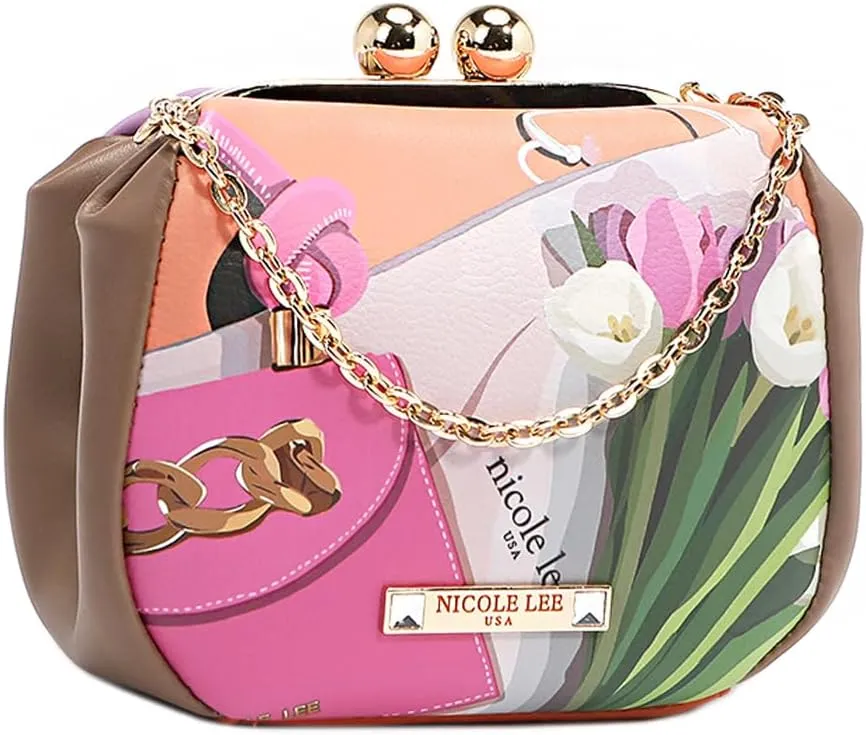 Nicole Lee Kiss Lock Crossbody Mini Bag, Vegan Leather