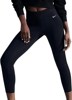 Nike Pro Women's Mid-Rise 7/8 Mesh-Paneled Leggings (FN4981-010, Black/White)