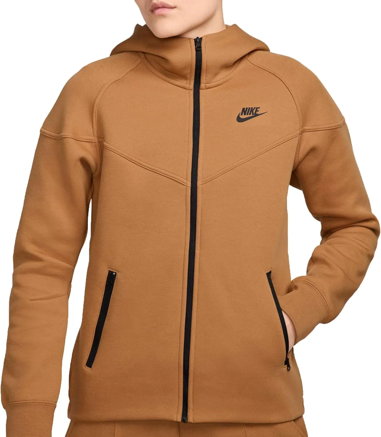 Nike Sportswear Tech Fleece Windrunner Women's Full-Zip Hoodie (FB8338-224, Flax/Black)