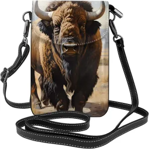 North American bison herd Women's crossbody bag, crossbody phone bag, tassel wallet with shoulder strap, best gift for women.