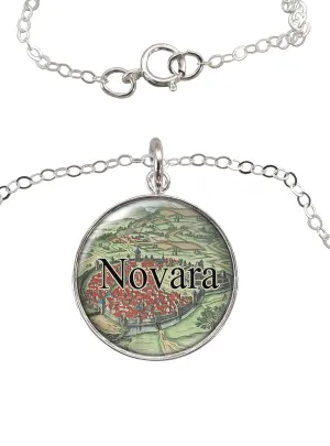 Novara Italy 1625 Map .925 Sterling Silver Necklace