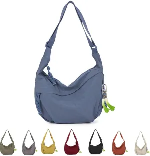 Nylon Hobo Crescent Crossbody Bag for Women,Dumpling Bag Moon Shoulder Bag
