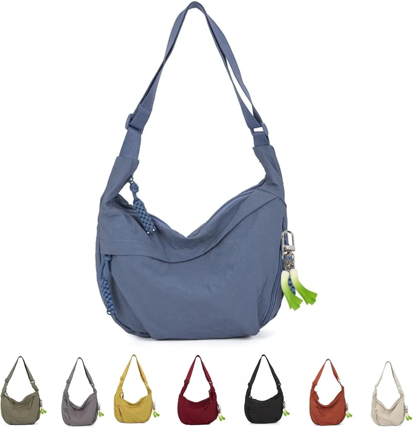 Nylon Hobo Crescent Crossbody Bag for Women,Dumpling Bag Moon Shoulder Bag