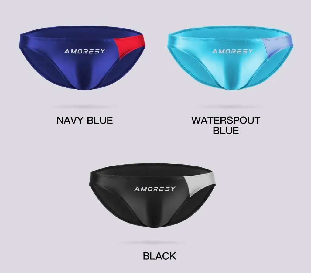 Oceanus Series Color-Blocked Swimming Trunks Spandex Triangle Sexy Fashion Vacation Navy Style Beach spa（511）