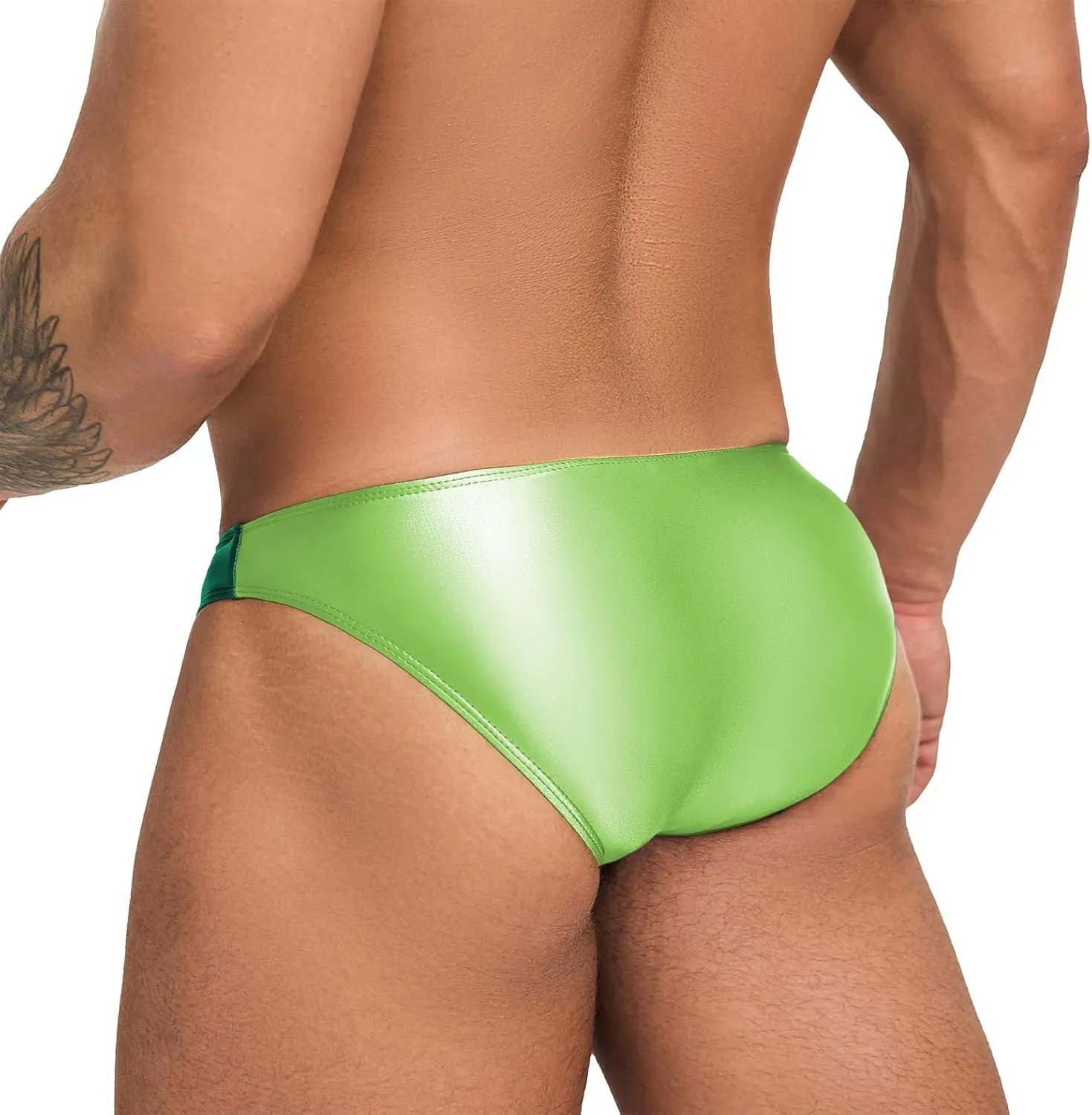 Oceanus Series Color-Blocked Swimming Trunks Spandex Triangle Sexy Fashion Vacation Navy Style Beach spa（511）