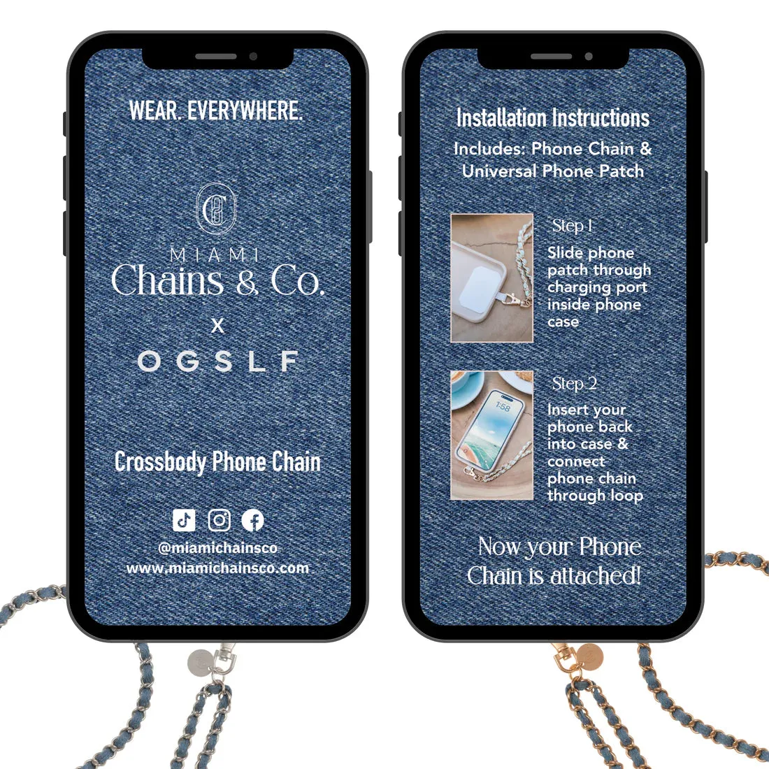 OG Denim Dream x Matte Silver Crossbody Phone Chain
