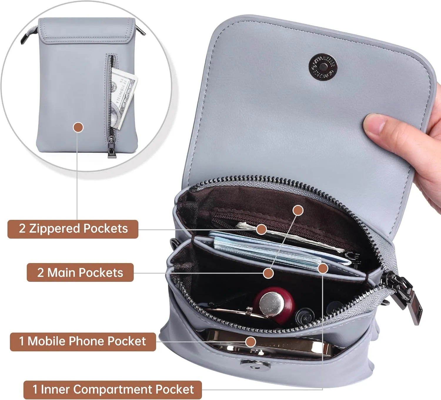 OIDERY Crossbody Bags for Women Small Cell Phone Wallet Purse with Adjustable Strap Women's Shoulder Handbag