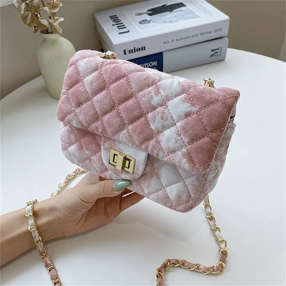 Oil Painting Small Size Crossbody Handbag Dizzy Rhombus One Shoulder Mini Chain Ink Painting Smudge