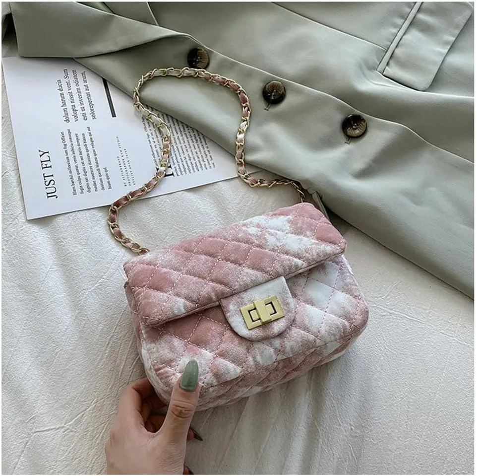 Oil Painting Small Size Crossbody Handbag Dizzy Rhombus One Shoulder Mini Chain Ink Painting Smudge