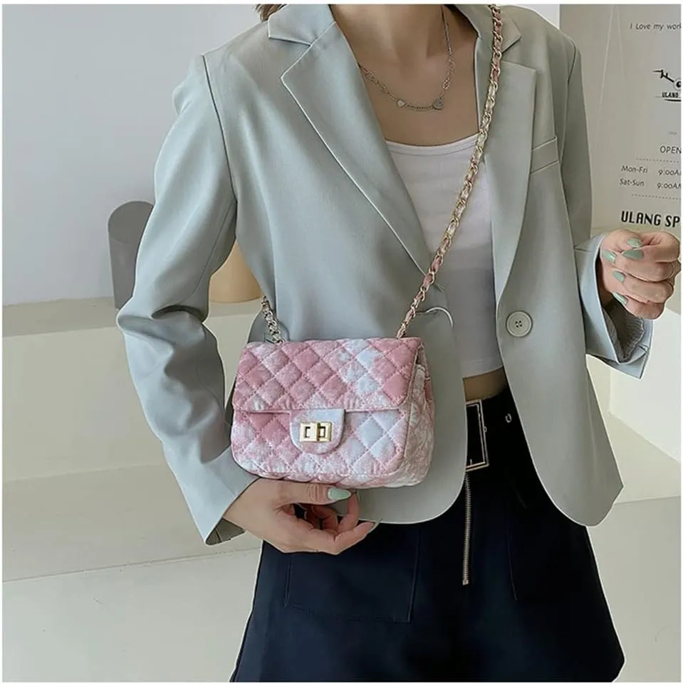 Oil Painting Small Size Crossbody Handbag Dizzy Rhombus One Shoulder Mini Chain Ink Painting Smudge