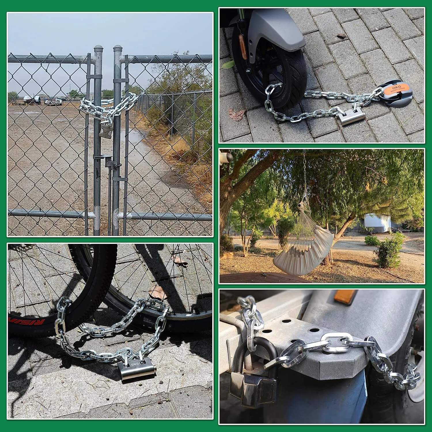 OKG Heavy Duty Security Chain, 3.9ft x 5/16" Thick Outdoor Gate Chain, Cut Proof Chain Made of Hardened Alloy Steel Chain, Ideal for Fence Gates, Bicycles, Moped, Trailers, Generator, etc