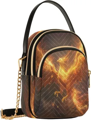 Orange Fire Phoenix Lightning Crossbody Bag for Women Shoulder Handbag Ladies Purse Cell Phone Tote Bags