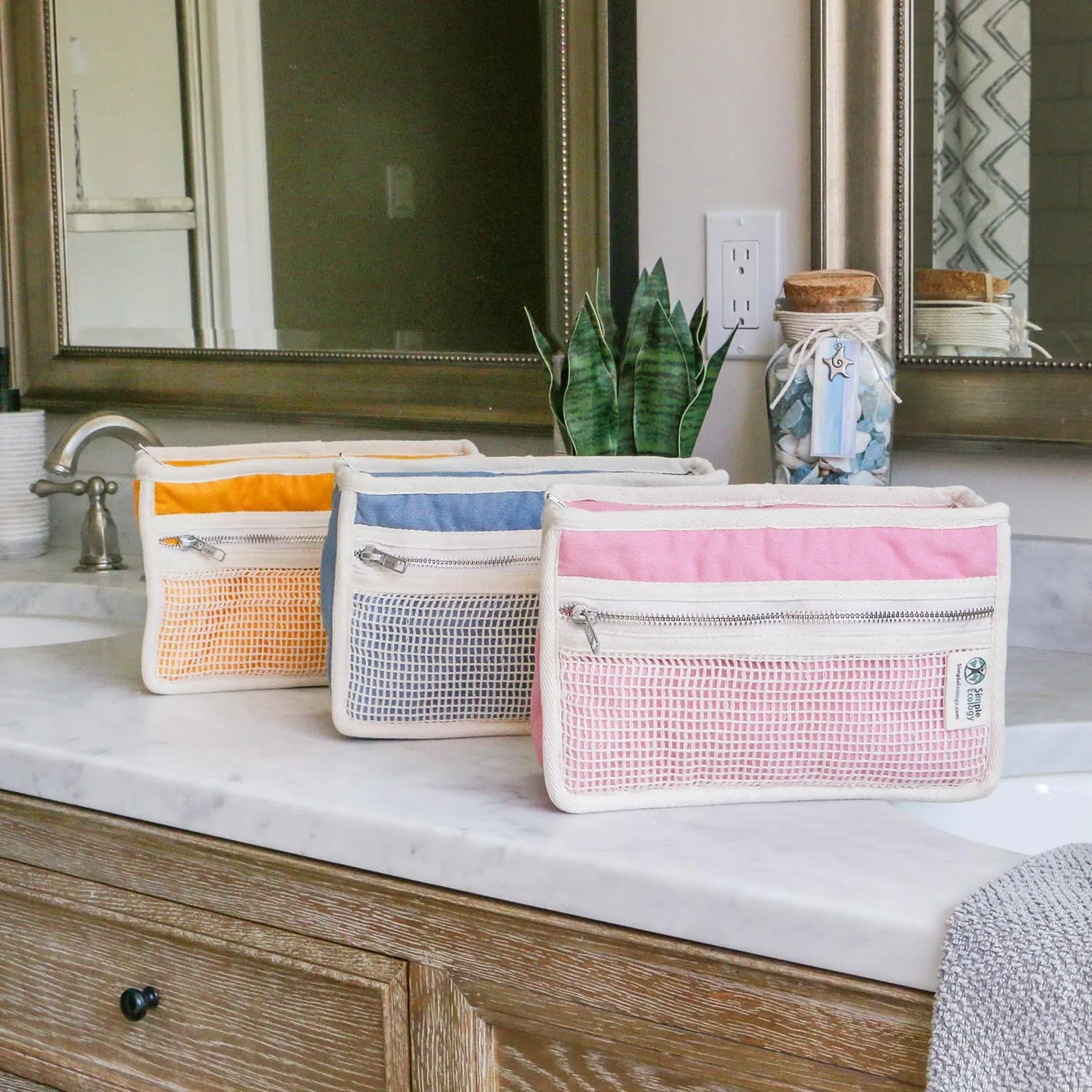 Organic Cotton Canvas Padded Toiletry, Cosmetic, Travel Bag - Natural