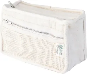 Organic Cotton Canvas Padded Toiletry, Cosmetic, Travel Bag - Natural