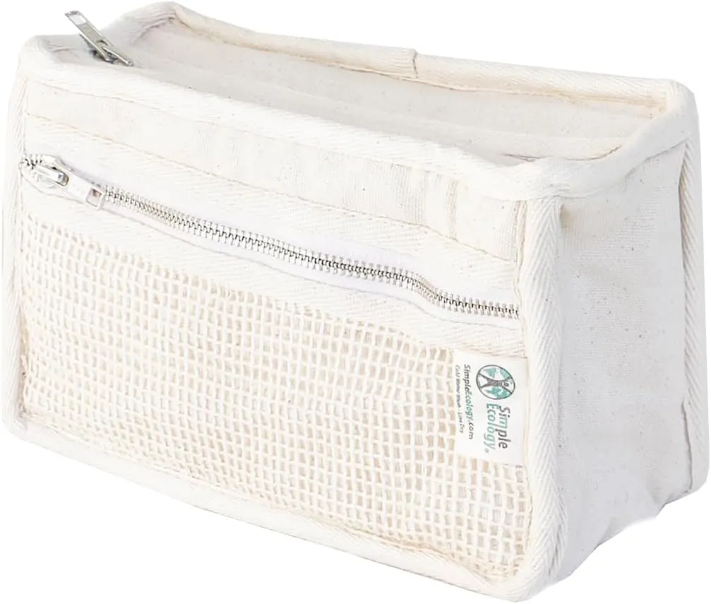 Organic Cotton Canvas Padded Toiletry, Cosmetic, Travel Bag - Natural