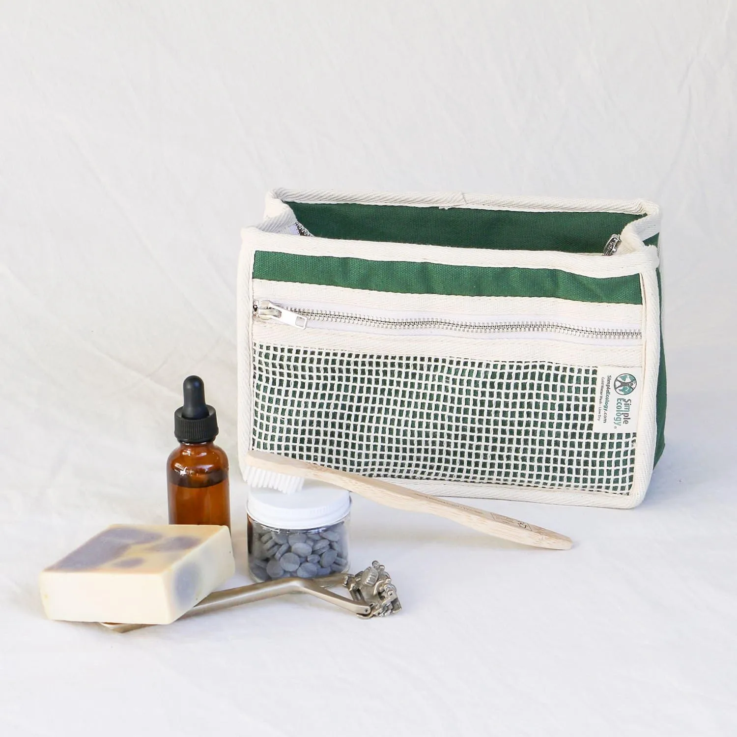 Organic Cotton Canvas Padded Toiletry, Cosmetic, Travel Bag - Natural