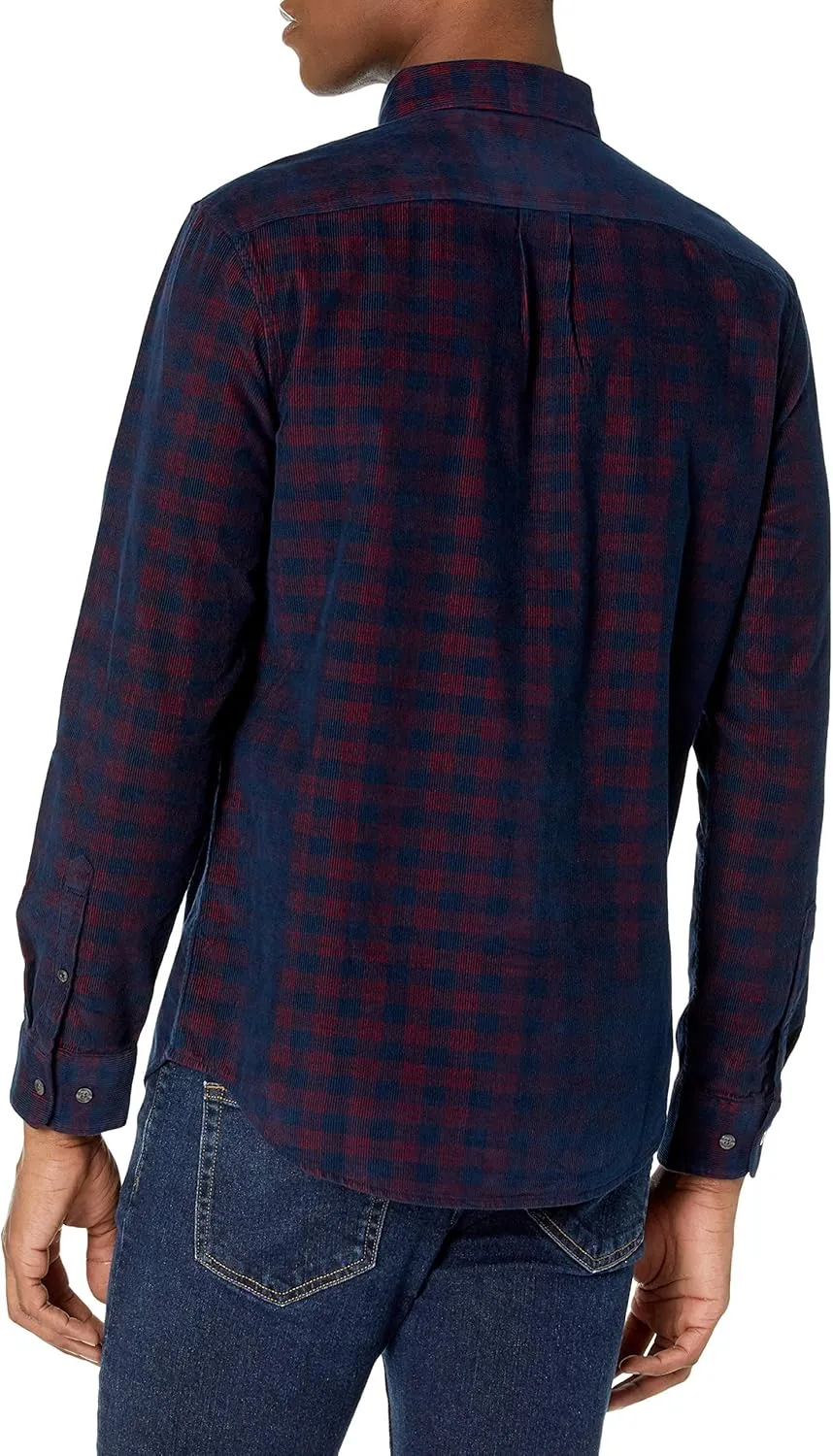 Original Penguin Men's Plaid Corduroy Long Sleeve Button-Down Shirt