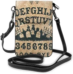 Ouija Board Divination Cross Tomb Eyes Gothic Women Soft PU Leather Cellphone Purse Wallet Handbag Small Crossbody Shoulder Bag