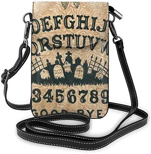 Ouija Board Divination Cross Tomb Eyes Gothic Women Soft PU Leather Cellphone Purse Wallet Handbag Small Crossbody Shoulder Bag