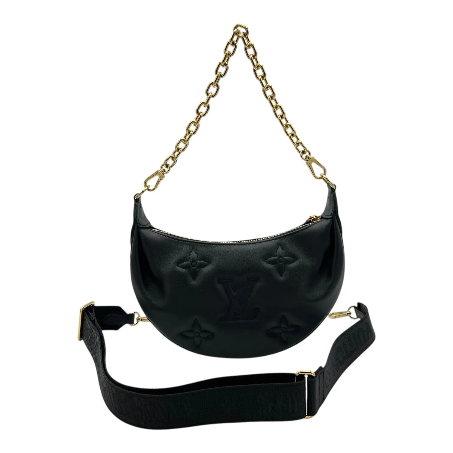 Over The Moon Crossbody Bag Black in Calfskin, Gold hardware