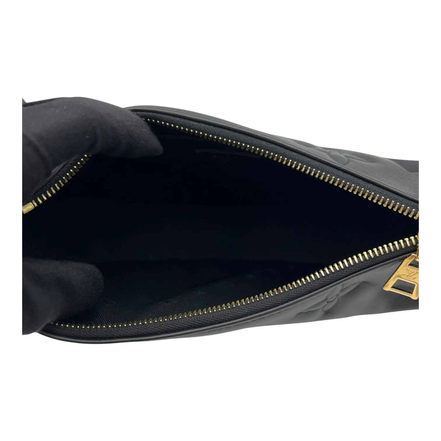 Over The Moon Crossbody Bag Black in Calfskin, Gold hardware