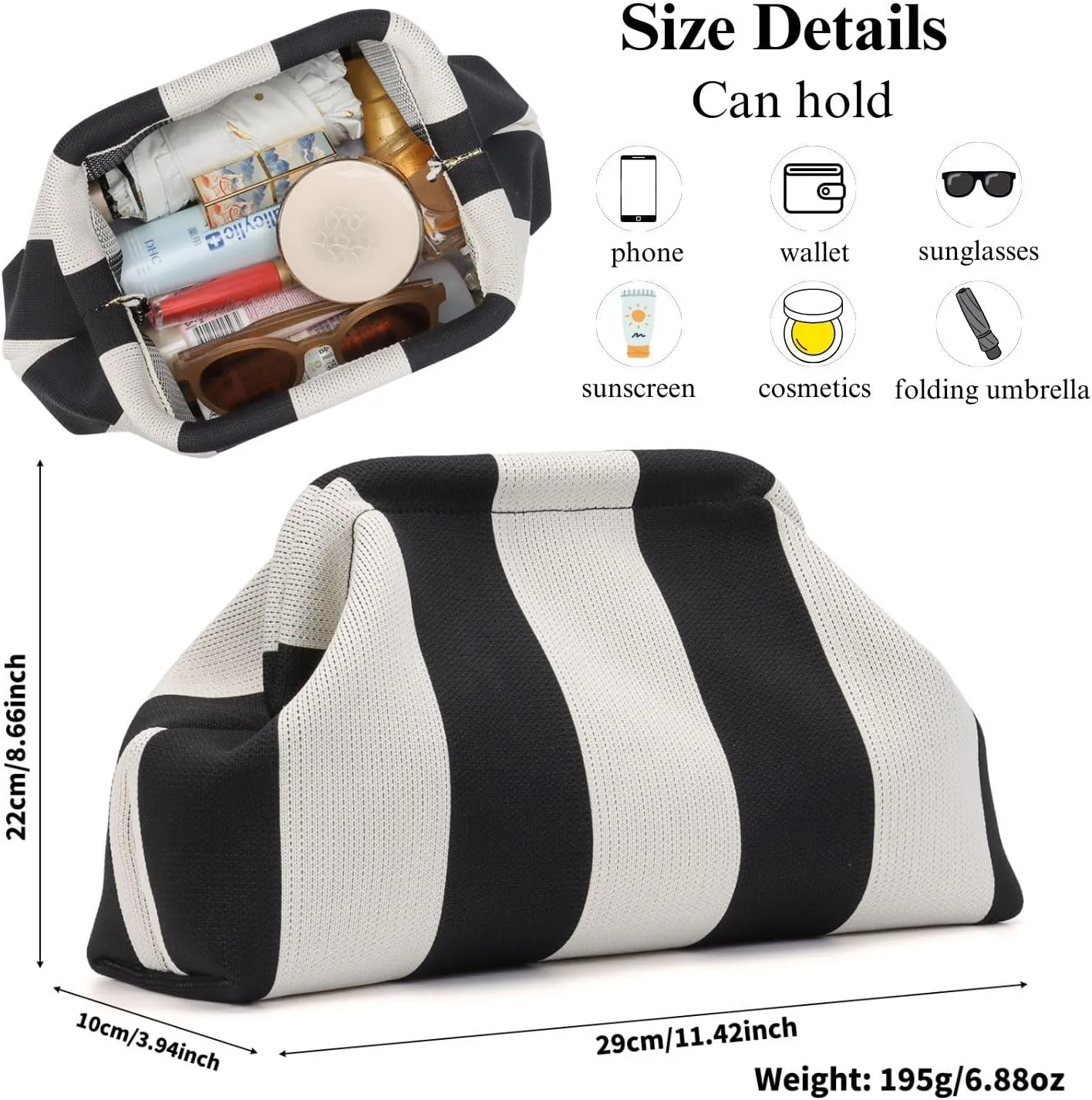 Ovida Colorblock Clutch Purse for Women Summer Beach Dumpling Clutch Crochet Handbag Ruched Cloud Clutch Bag for Party