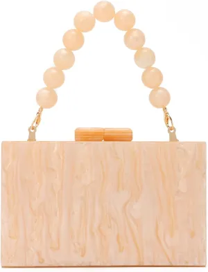 Oweisong Women Acrylic Clutch Purse Formal Wedding Evening Handbag Marble Party Shoulder Crossbody Bag with Bead Chain