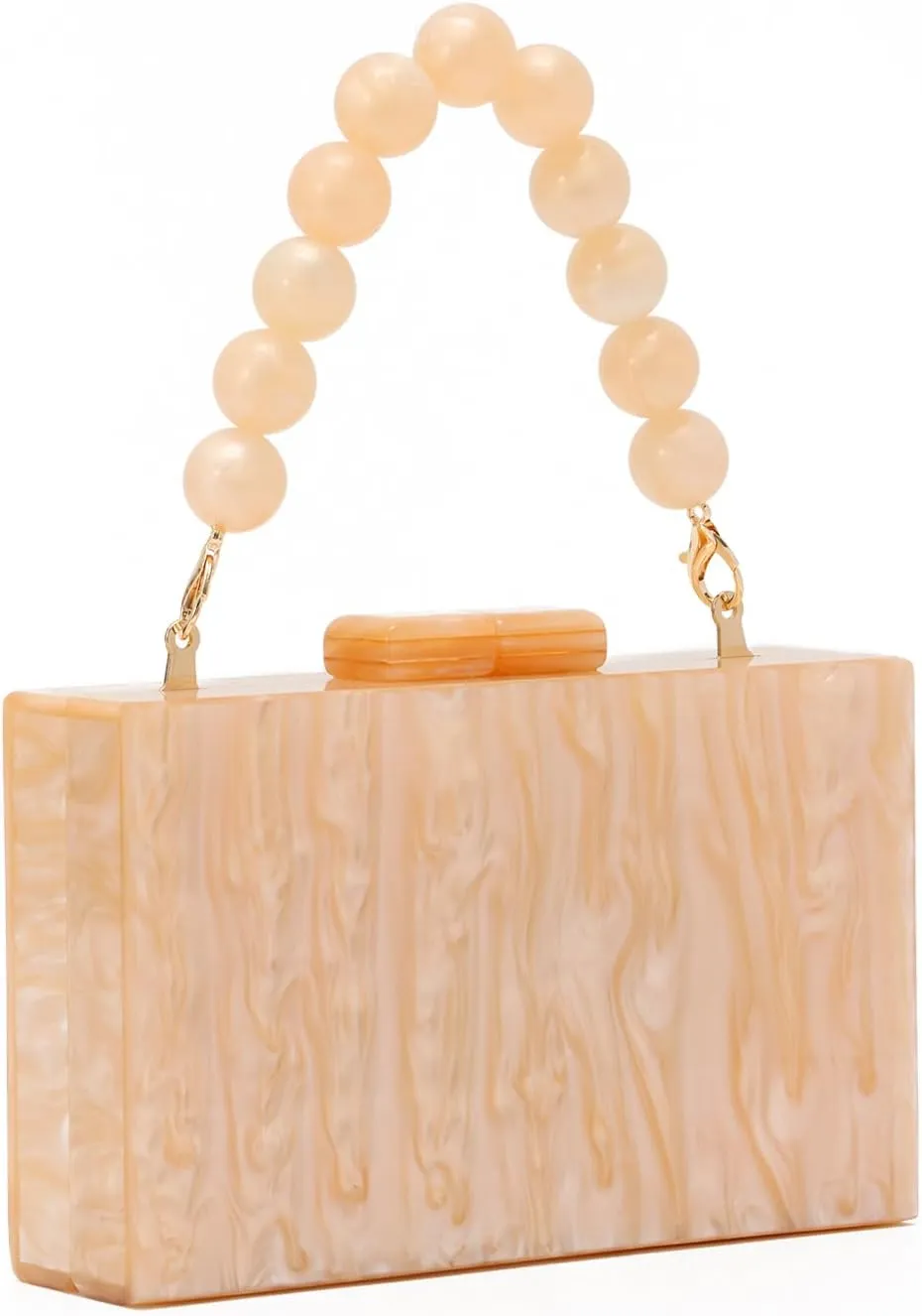 Oweisong Women Acrylic Clutch Purse Formal Wedding Evening Handbag Marble Party Shoulder Crossbody Bag with Bead Chain